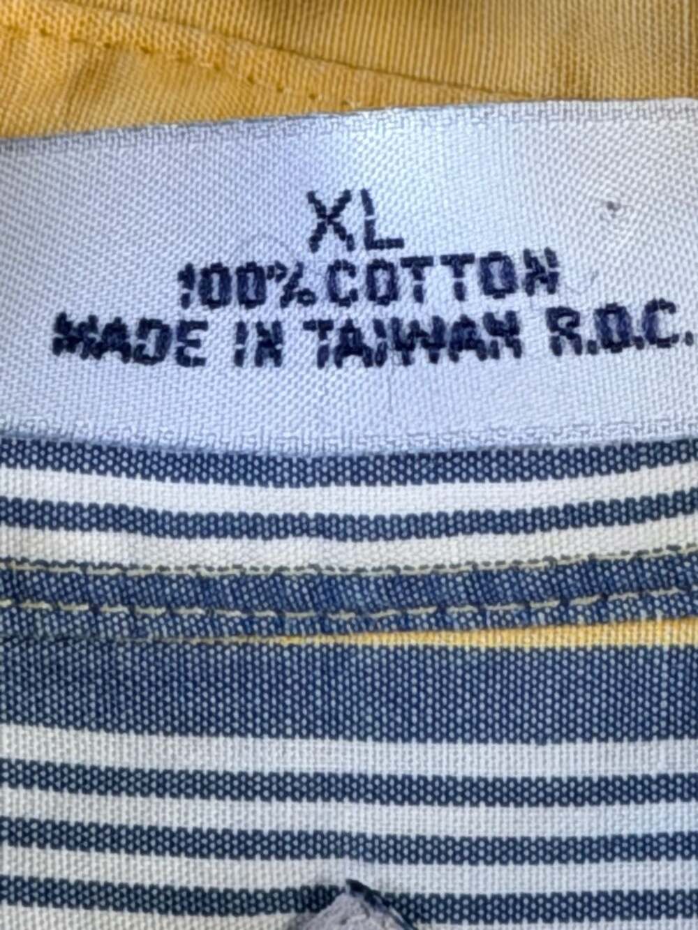 London Fog Short Sleeve Button-Down Shirt, Yellow and Blue Striped, 100% Cotton - Picture 6 of 6